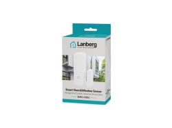 Pudełko czujnika Lanberg Smart Door&amp;Window Sensor SM01-DS01 na białym tle