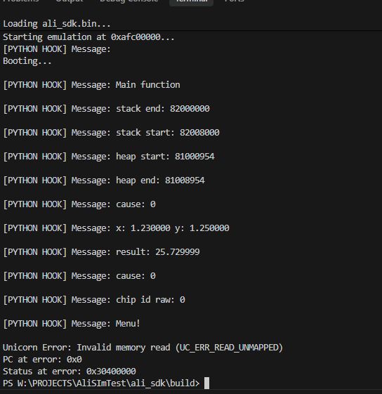 Terminal console with emulator logs and memory read error