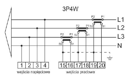 Schemat połączeń układu pomiarowego 3P4W