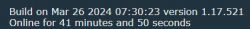 Firmware build details including date, version, and online duration.