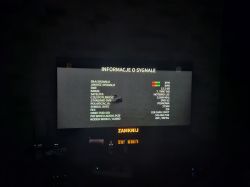 Telewizor wyświetlający informacje o sygnale telewizyjnym.