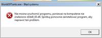 Błąd wewnętrzny DirectX przy uruchamianiu WoT - logi w załączniku