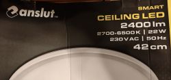 Packaging of Anslut LED ceiling light with technical specifications visible