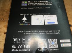 Tuya ceiling lamp packaging with installation instructions.