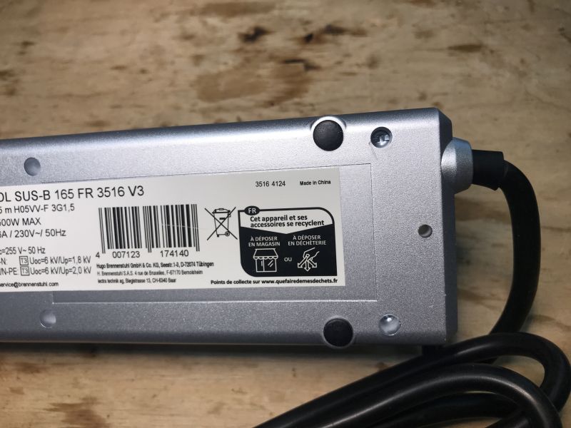 Nalepka znamionowa listwy zasilającej Brennenstuhl SDL SUS-B 165 FR 3516 V3