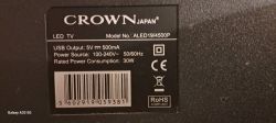 Image of the nameplate of a Crown ALED19/4500P TV.