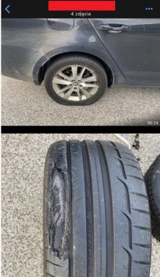 Zahaczenie opony o krawężnik - czy wymaga wymiany? Audi S4 B8, opony 19 cali
