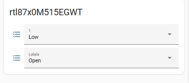 Screenshot of a panel with two dropdown lists set to Low and Open.