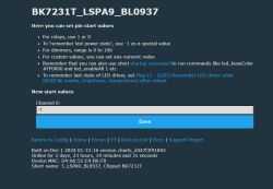 Screenshot of the BK7231T_LSPA9_BL0937 module pin start settings.
