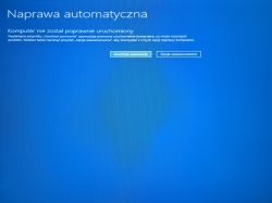 Ekran Naprawa automatyczna systemu Windows z komunikatem, że komputer nie został poprawnie uruchomiony.