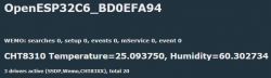 Screenshot of OpenESP32C6 information with temperature and humidity data.