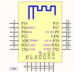 CBU Module Pin Diagram Pin diagram of CBU module with labels.