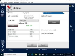 Autocom CDP+ settings with firmware 3201 and COM3 connection Screenshot of Autocom CDP+ settings with firmware version 3201 and COM3 port.