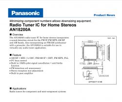 Karta katalogowa układu AN18200A firmy Panasonic do tunerów radiowych.