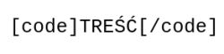 Przykład użycia tagów [code] i [/code] do formatowania treści terminala