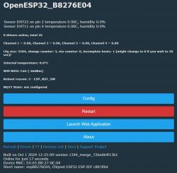 Screenshot of the OpenESP32 user interface displaying DHT22 and DHT11 sensor information