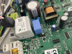 Close-up of a circuit board with various electronic components.