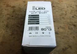 Packaging of the WiFi Water/Gas Valve SmartLED 8073 A white box labeled SmartLED 8073, showing a description of the WiFi water/gas valve functions.