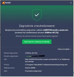 JS:miner-av [Trj] - AVAST okienko ostrzeżeń cyklicznie wyskakuje