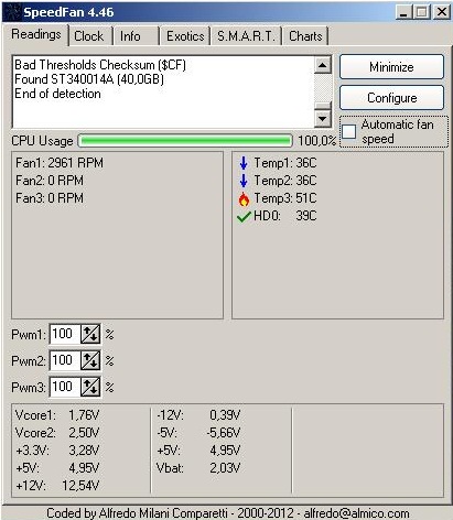 ECS K7S5A: Przegrzewanie i wolna praca AMD Athlon XP 1700+ z Windows XP