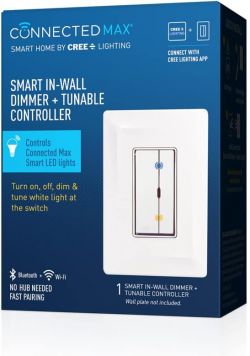 Box of the Connected Max Smart In-Wall Dimmer + Tunable Controller featuring the Cree Lighting logo.