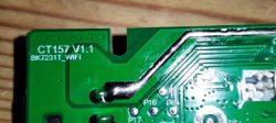 CT157 V1.1 Circuit Board View of a circuit board marked CT157 V1.1 BK7231T_WIFI.