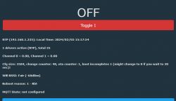Screenshot of a smart switch interface displaying status information.
