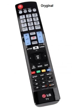 Pilot LG do telewizora z wieloma przyciskami funkcyjnymi i numerycznymi