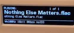 FLAC player display showing track information for Nothing Else Matters.