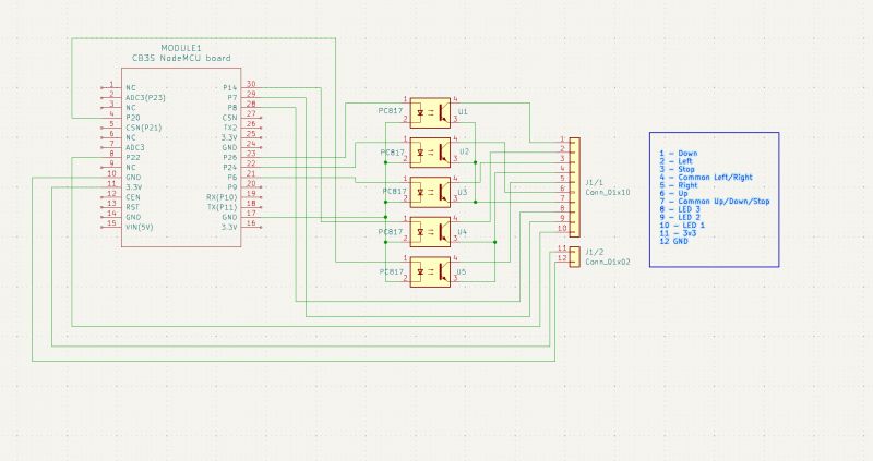 Connection Diagram of Shade Controller with NodeMCU Module Wiring diagram of NodeMCU module with PC817 circuit