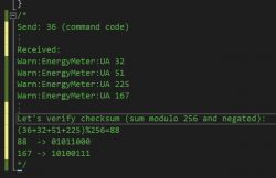 Console with error messages and checksum calculation