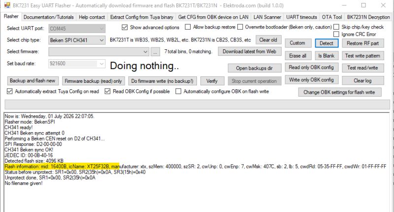 Beken BK7231/BK7252 SPI flashing and recovery - new flasher tool and protocol specs