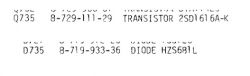 Lista elementów elektronicznych: tranzystor 2SD1616A-K i dioda Zenera HZS6B1L.