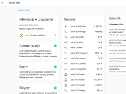 Screenshot of Home Assistant interface for Sofar inverter with reading data.