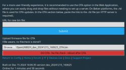 Screenshot of a user interface for OTA firmware update.