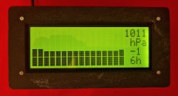 LCD Screen with Barometric Measurements LCD screen showing pressure readings and bar graph