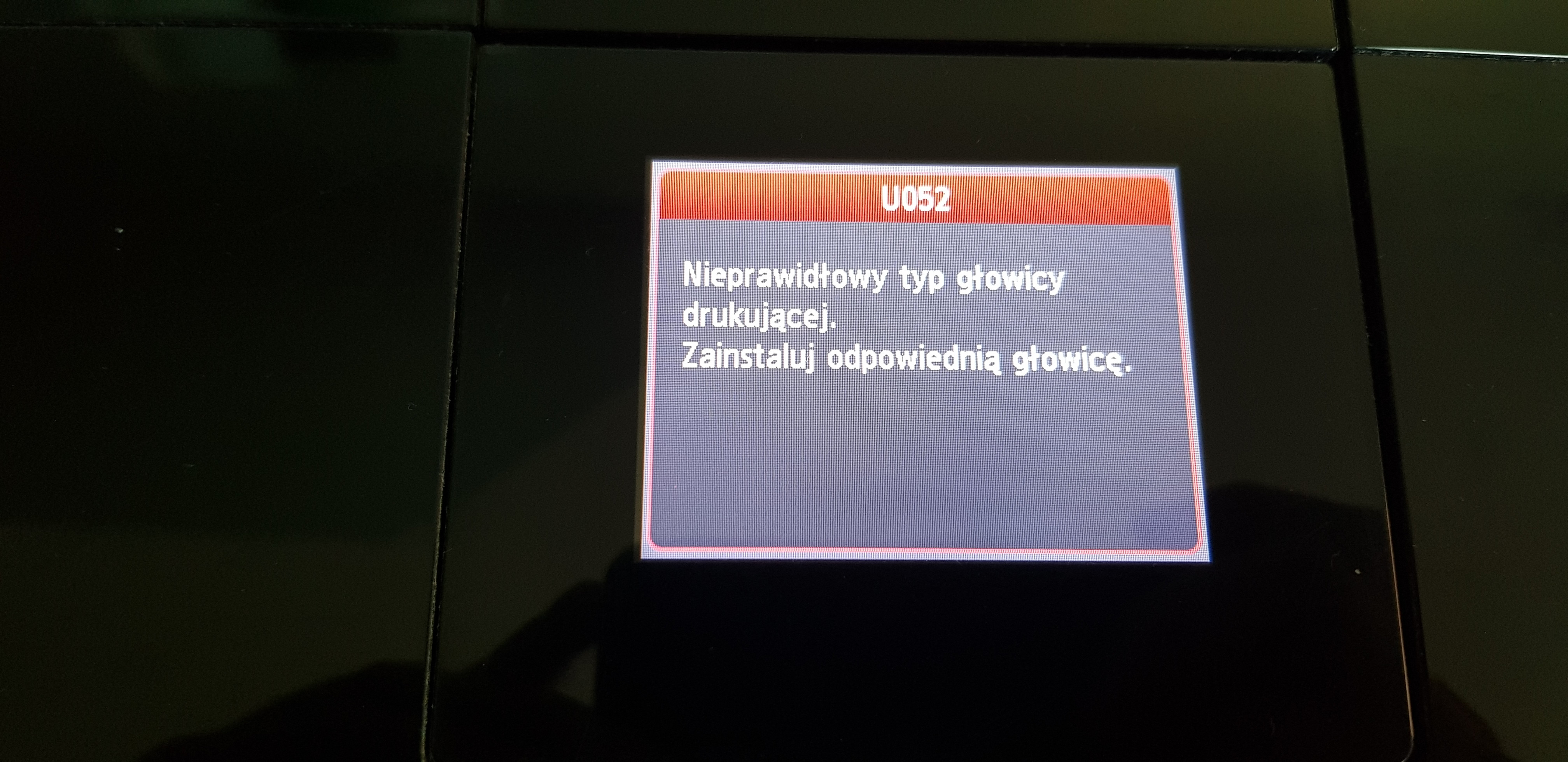 Pixma MG5350 Wyświetla błąd U052 problem z głowicą