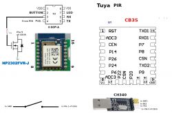Tuya PIR Device Circuit Diagram with CB3S and CH340 Modules Tuya PIR circuit diagram with CB3S and CH340