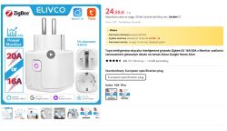 Advertisement for a Zigbee smart plug with various features and specifications.