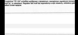Fragment instrukcji dotyczący współpracy urządzenia TE-130 z regulatorem temperatury