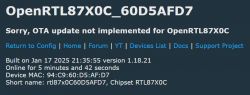 Message about the lack of OTA update implementation for OpenRTL87X0C