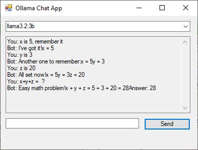 Screenshot of the Ollama Chat App application showing a chat conversation.