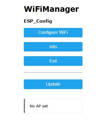 WiFiManager Interface WiFiManager interface with ESP_Config