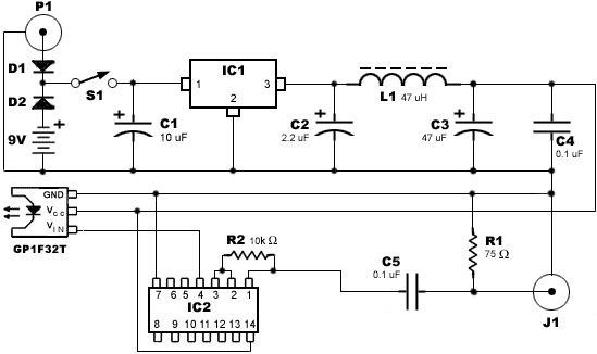 Prosty konwerter S/PDIF z coaxial na sygnał TOSLINK Prosty konwerter S/PDIF z coaxial na sygnał TOSLINK