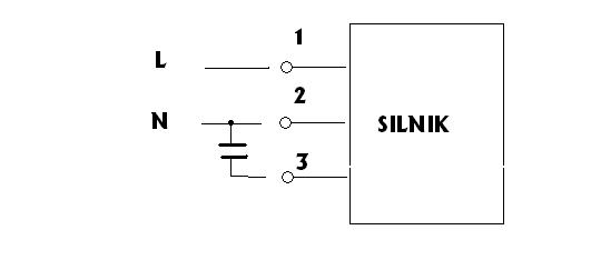 Podłączenie silnika. ~50 Hz 220V 7,5A 1,1kW 2840 obr/min KMA 70%.