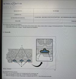 Dokument serwisowy Stellantis z ilustracją kontrolną głowicy cylindrów.