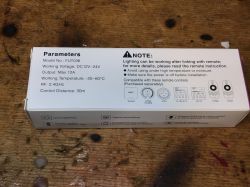 FUT036 LED Controller - Packaging and Specifications LED controller FUT036 packaging with technical specifications