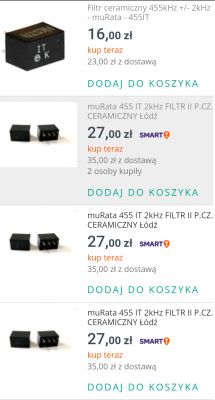 Wybór filtra Murata 455kHz 2kHz IT dla Alan18/Herbert2 - Którego sprzedawcę wybrać?