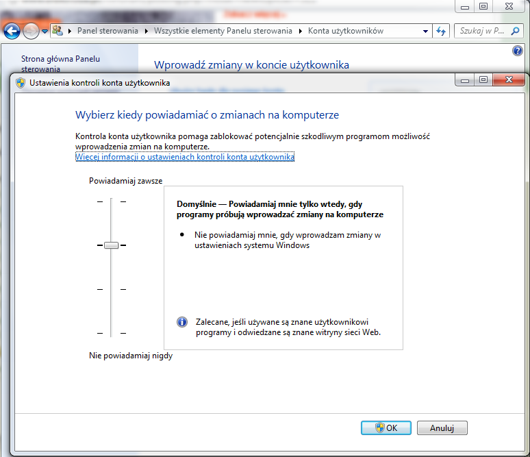 Jak Wyłączyć Dostęp Sieciowy Do Rejestru Systemu Windows 7 Wyłączanie Kontrola konta użytkownika (UAC) Windows 7
