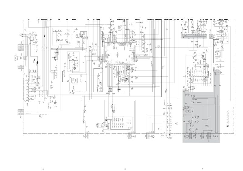 Schemat elektryczny telewizora Sony Trinitron z oznaczeniami podzespołów